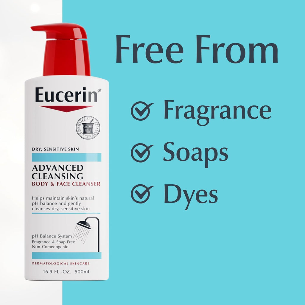 Eucerin Advanced Cleansing Body & Face Cleanser - Fragrance & Soap Free for Dry, Sensitive Skin - 16.9 fl. oz Bottle