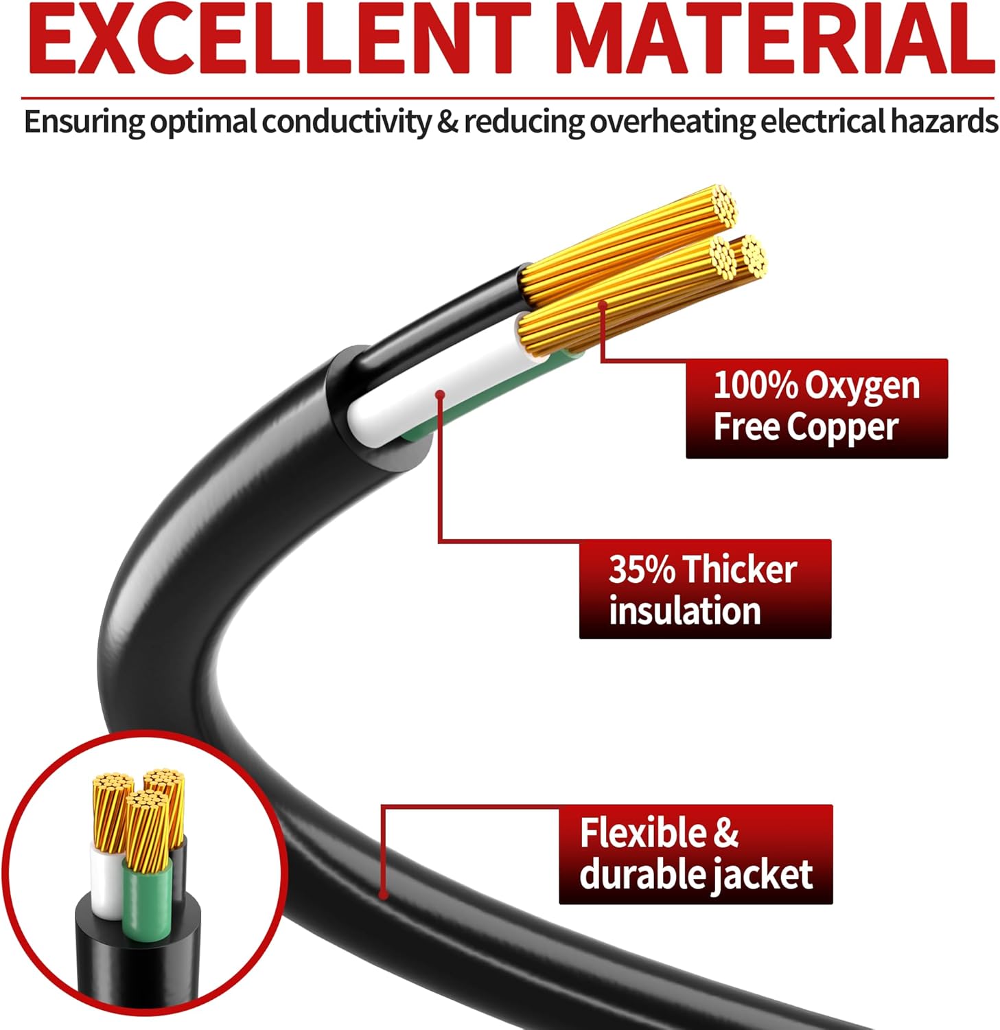 Skrizcable 16/3 25 FT Outdoor Extension Cord Waterproof, Weatherproof & Flame Retardant Black 3 Prong Power Cord Outside for Lawn & Garden, 13 Amps 1625 Watts 125 VAC 16AWG SJTW, ETL Listed