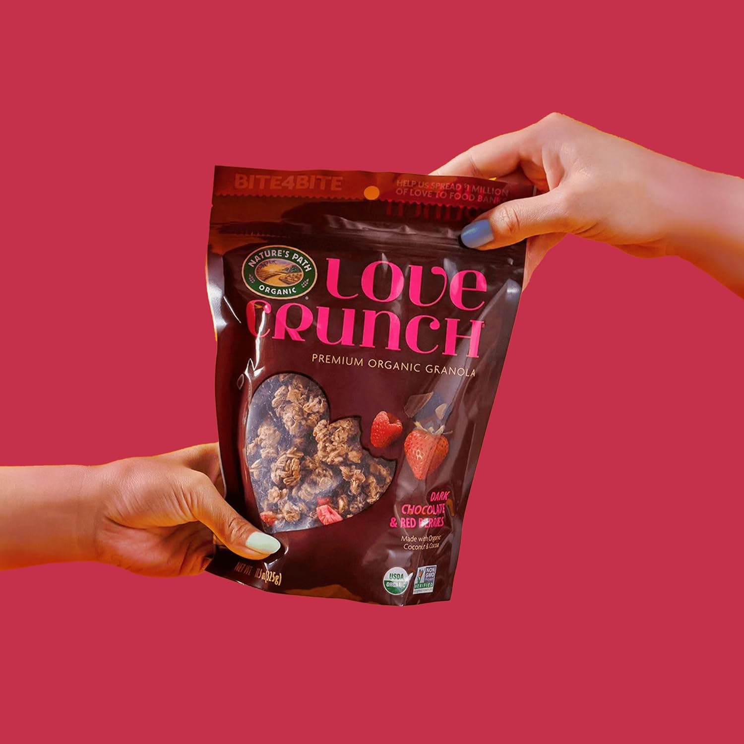 Love Crunch Organic Dark Chocolate & Red Berries Granola, 11.5 oz (Pack of 1), Vegan, Non-GMO, Fair Trade, by Nature's Path