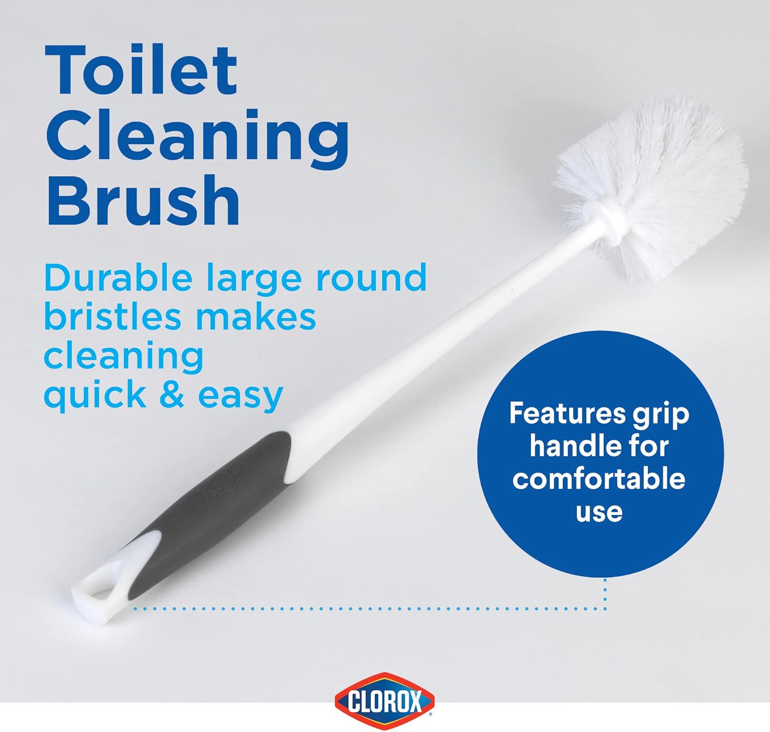 Clorox Toilet Plunger and Bowl Brush Combo with Caddy, 6.75 x 7 x 19.5 in, White/Gray