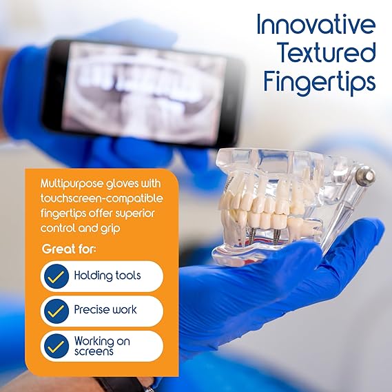 Inspire Cobalt Blue Nitrile Disposable Gloves | 4.5 Nitrile Safety Medical Exam Cooking Cleaning Disposable Gloves
