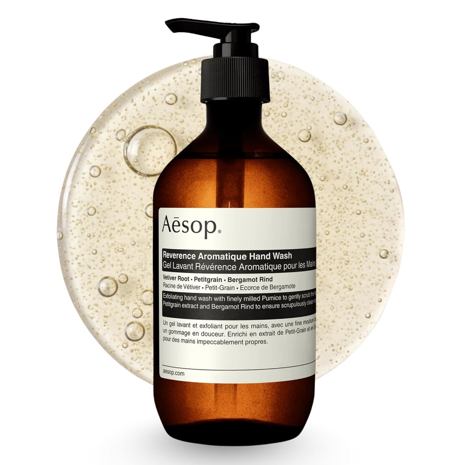 Aesop Reverence Aromatique Exfoliating Hand Wash | Exfoliating Hand Soap with Finely Milled Pumice | Gentle Cleansing & Skin-Smoothing Formula with Vetiver, Petitgrain & Bergamot | 500mL / 16.9 oz