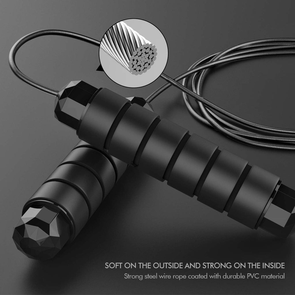 Jump Rope, Tangle-Free Rapid Speed Jumping Rope Cable with Ball Bearings for Women, Men & Kids, Adjustable Steel Jump Rope with Foam Handles for Home Gym Exercise Fitness Workout Equipment & Slim Body