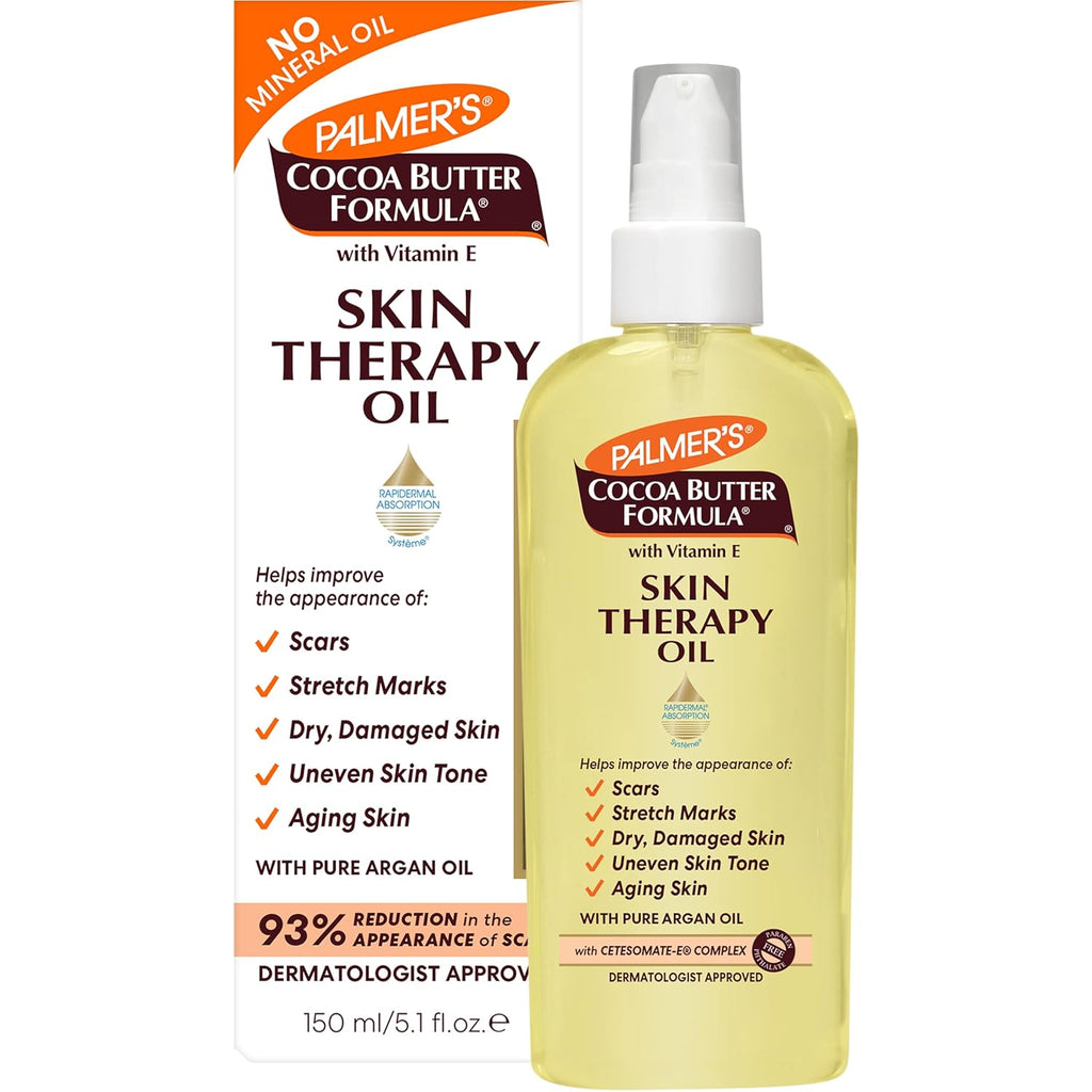Palmer's Cocoa Butter Formula Skin Therapy Moisturizing Body Oil with Vitamin E & Pure Argan Oil, Deep Body Moisturizer for Dry, Damaged Skin, 5.1 Ounces