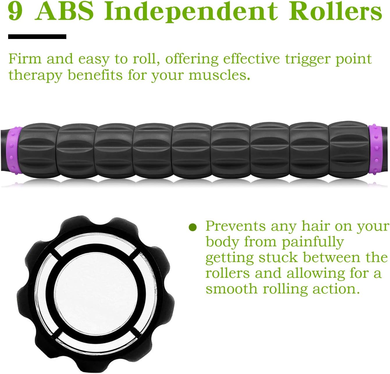 Muscle Roller Massage Roller Stick- Deep Tissue Fascia Blaster for Myofascial Pain Relief, Lymphatic Drainage & Body Sculpting, Handheld Physical Therapy & Recovery Tool (Purple Black-18 inch)