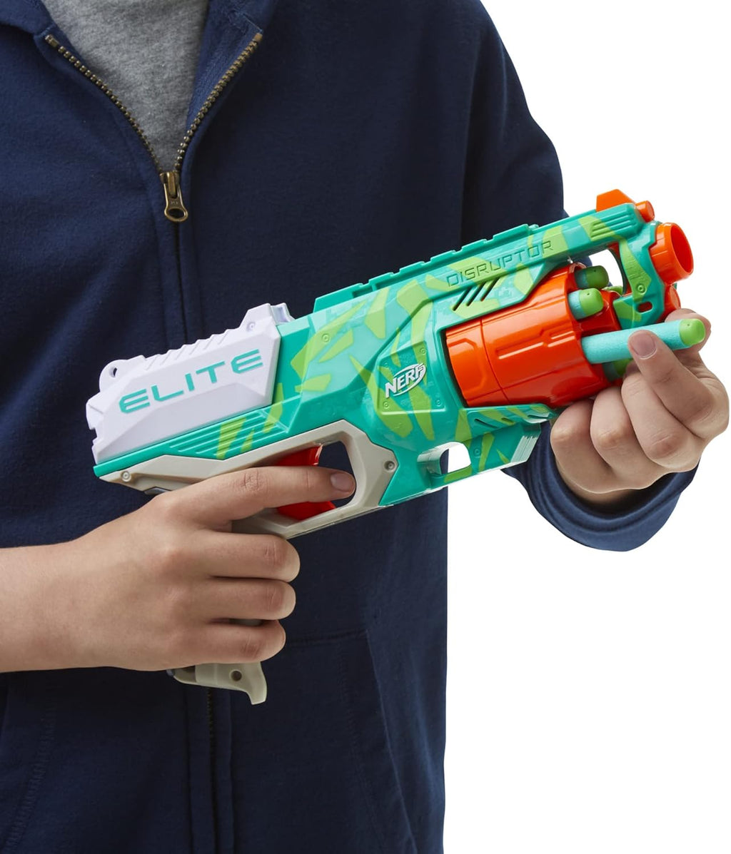NERF Elite Disruptor Dynamic Green Dart Blaster, Rotating Drum, Slam Fire, Easter Gift for Kids, Kids Outdoor Toys for 8 Year Old Boys & Girls (Amazon Exclusive)