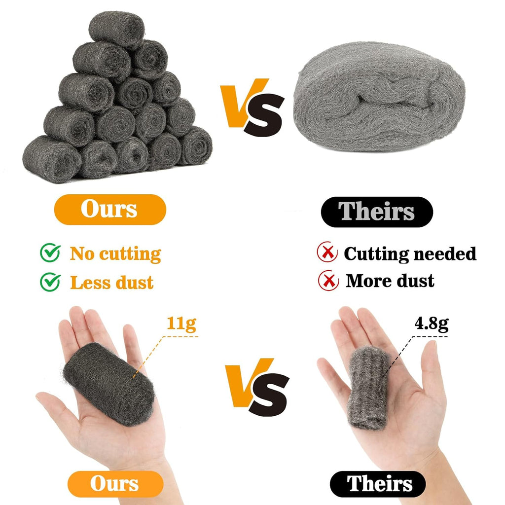 MAQIHAN Steel Wool Pads 0000 15PCS - Steel Wool 0000 Roll Glass Wood Fabric Metal Extra Fine Polishing Chrome Glass Polishing Pads Wool Steelwool Mice Control Weep Hole Covers Walls Fill
