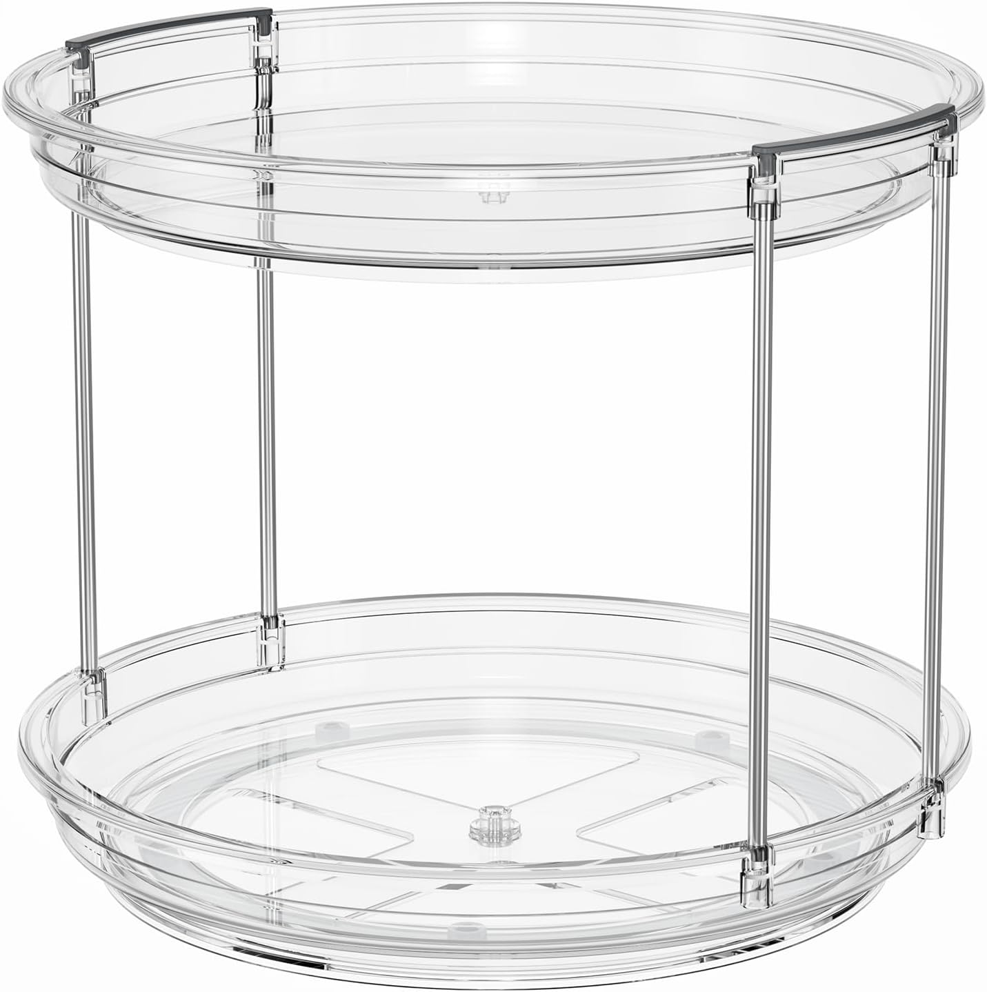 LAMU 2 Tier Lazy Susan Turntable Organizer 9.25'' Rotating Spice Rack Organization for Cabinet, Kitchen, Pantry, Countertop, Bathroom, Vanity, Medicine Cabinet Organizer, Clear