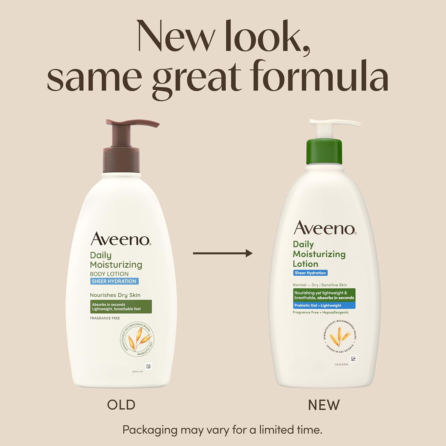 Aveeno Sheer Hydration Fragrance-Free Daily Moisturizing Lotion with Prebiotic Oat for Dry Skin, Lightweight, Fast-Absorbing Body Moisturizer Nourishes Skin with 48-hour Moisture, 18 fl. oz