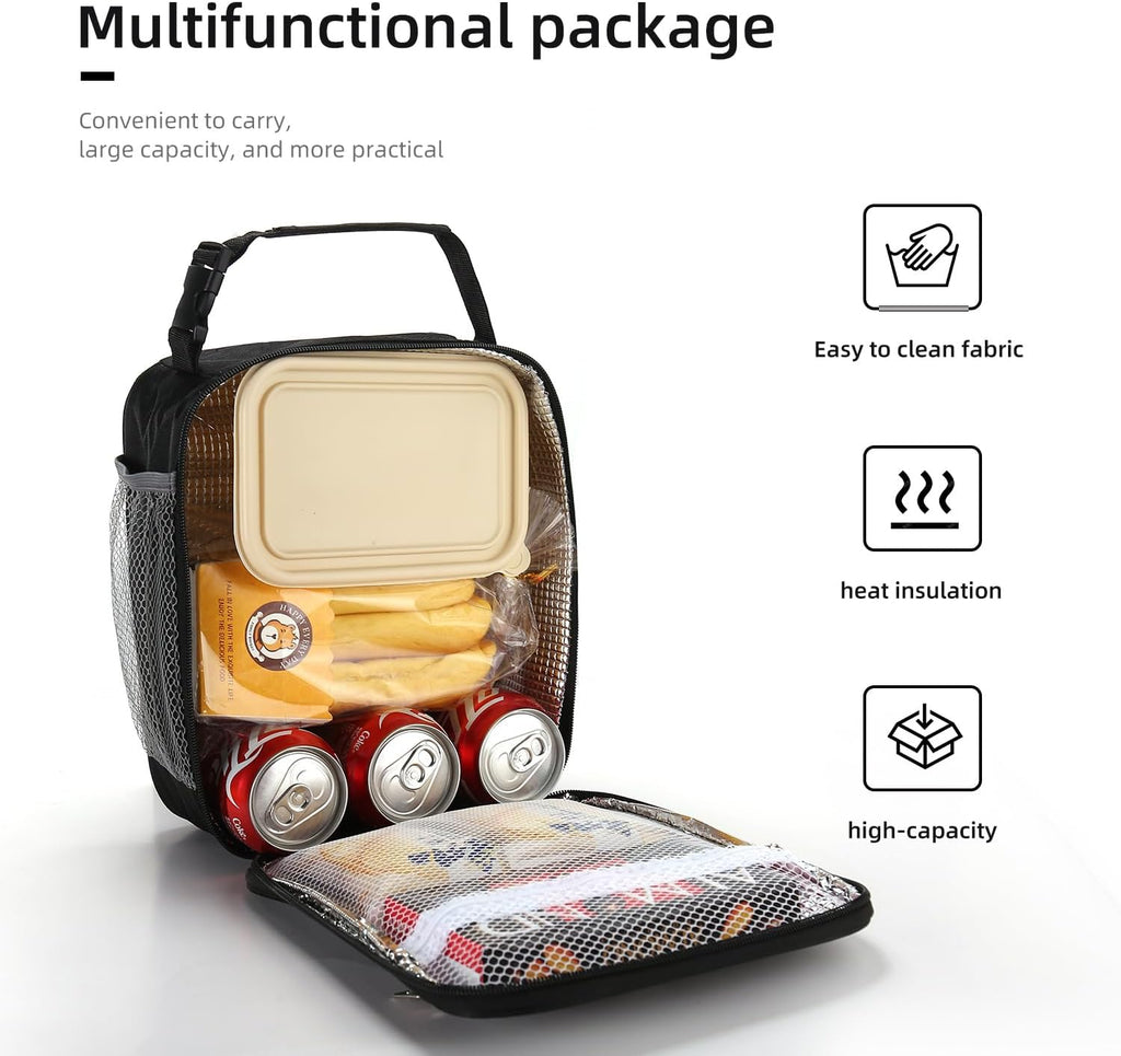 Lovoeo Lunch box Lunch bag for men women Insulated Lunchbox Lunch bags for Work Picnic Travel (Black)