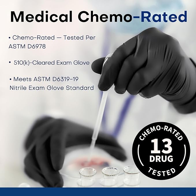 Supmedic Medical Soft Max™ Black Nitrile Disposable Gloves, 100 Pcs, Latex-Free & Powder-Free Food Safe Food Prep Exam Gloves