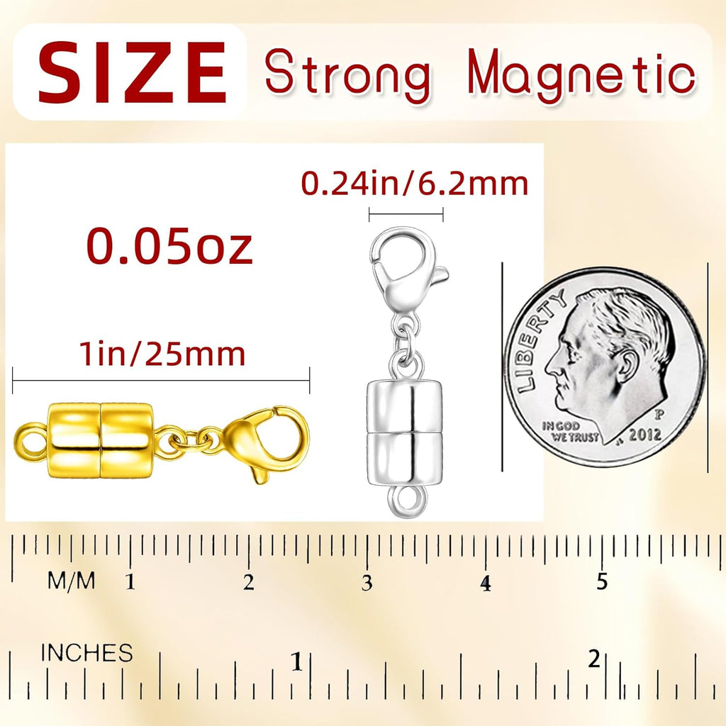 MKCYD Magnetic Necklace Clasp with Lobster Clasp,14K Gold and Silver Magnetic Jewelry Clasps for Necklace Extender Bracelet Closures