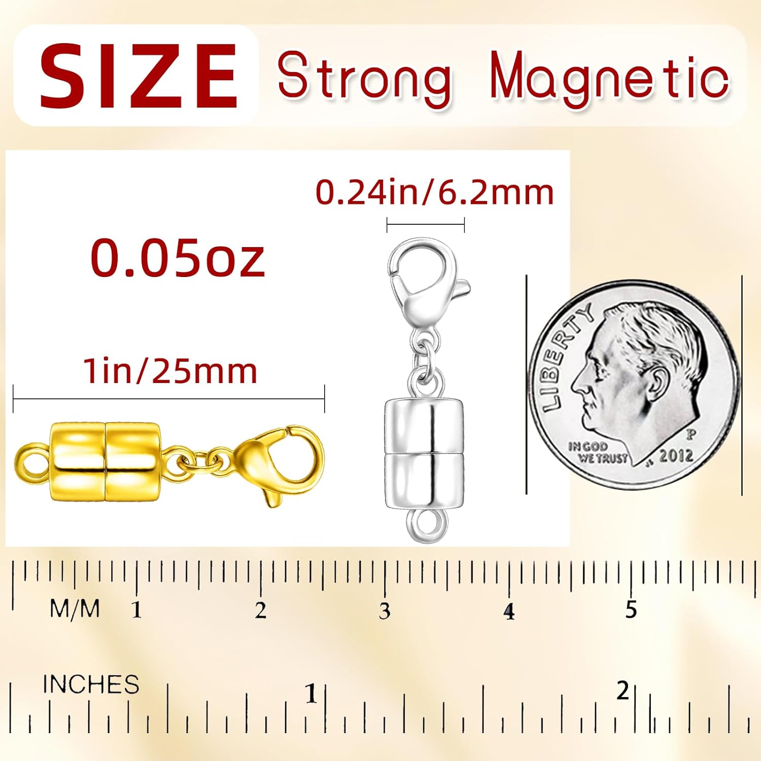MKCYD Magnetic Necklace Clasp with Lobster Clasp,14K Gold and Silver Magnetic Jewelry Clasps for Necklace Extender Bracelet Closures
