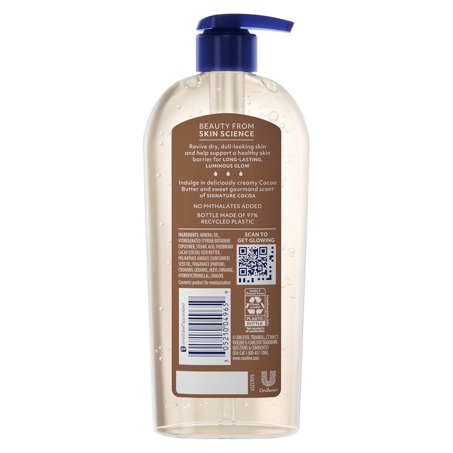 Vaseline Intensive Care Cocoa Radiant Body Gel Oil with 100% Pure Cocoa Butter, 12 oz