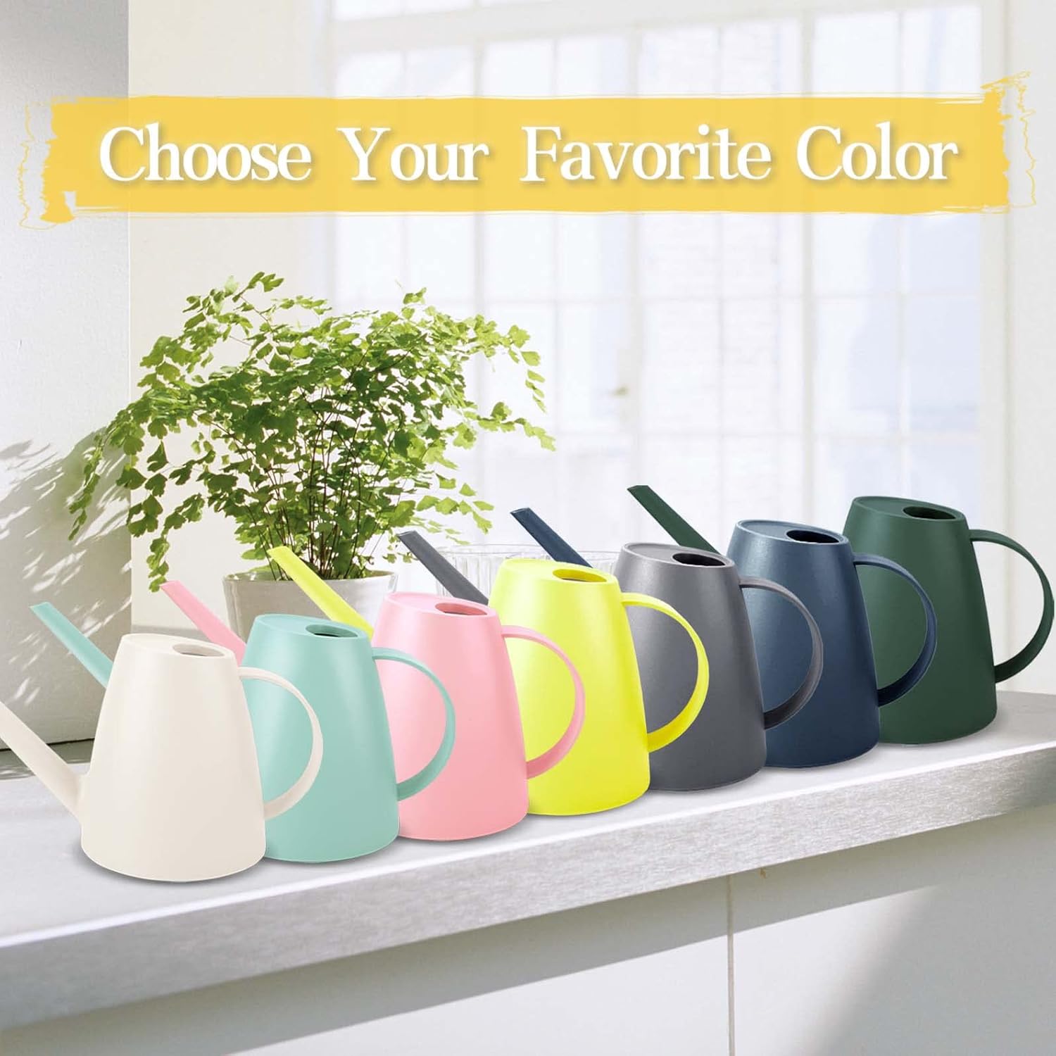 Watering Can for Indoor and Outdoor Plants - Long Spout Water Can for Garden, Flower, House Plants - 1.8L/1/2 Gallon (Green)