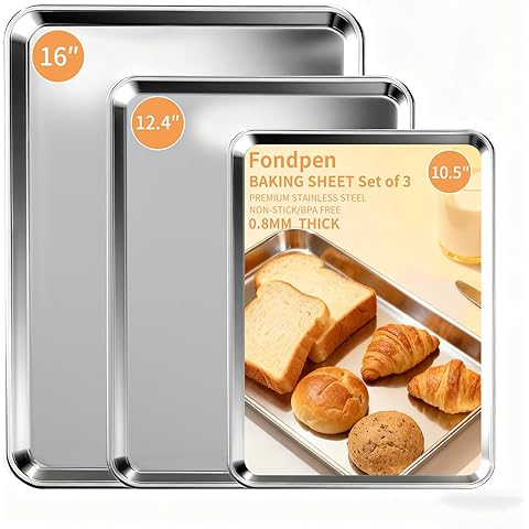 Nordic Ware Naturals 3 Piece Set - USA Made Aluminum Commercial Quality Sheet Pan for Baking or Roasting, Encapsulated Galvanized Steel Rim Prevents Warping; Half Sheet, Jelly Roll and Quarter Sheet