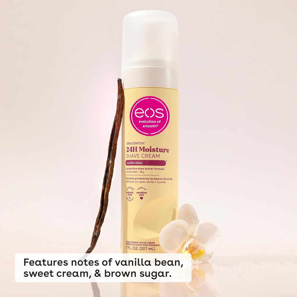 EOS| Shea Buttter| Kraite +| 24H Moisture Hydration 24H Shave Cream | Vanilla Bliss | 7fl oz. | (Pack of 2)