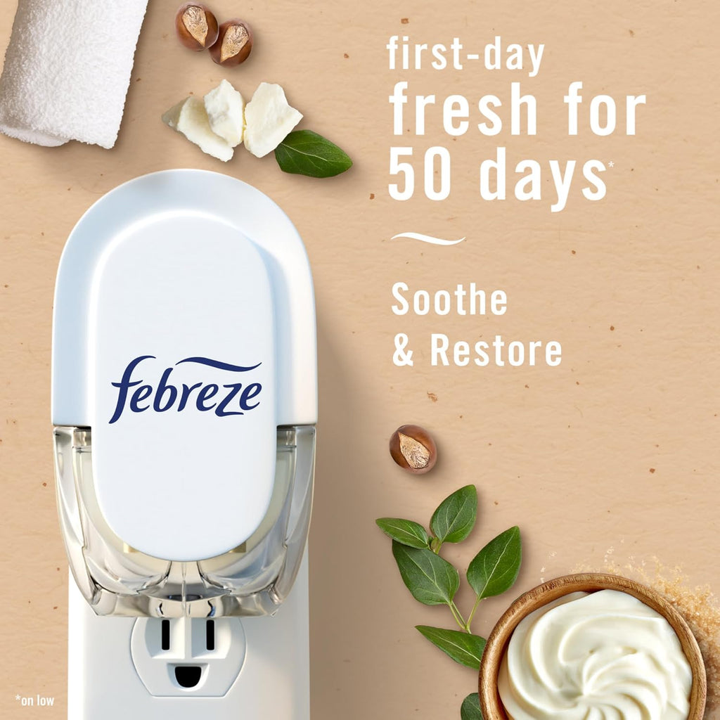 Febreze Plug In Air Freshener, Odor-Fighting Scented Oil Refill For Home, Bathroom, & Kitchen, Long Lasting, Refresh & Energize and Soothe & Restore Scents, 0.87oz Refills, 4ct (2 of Each)