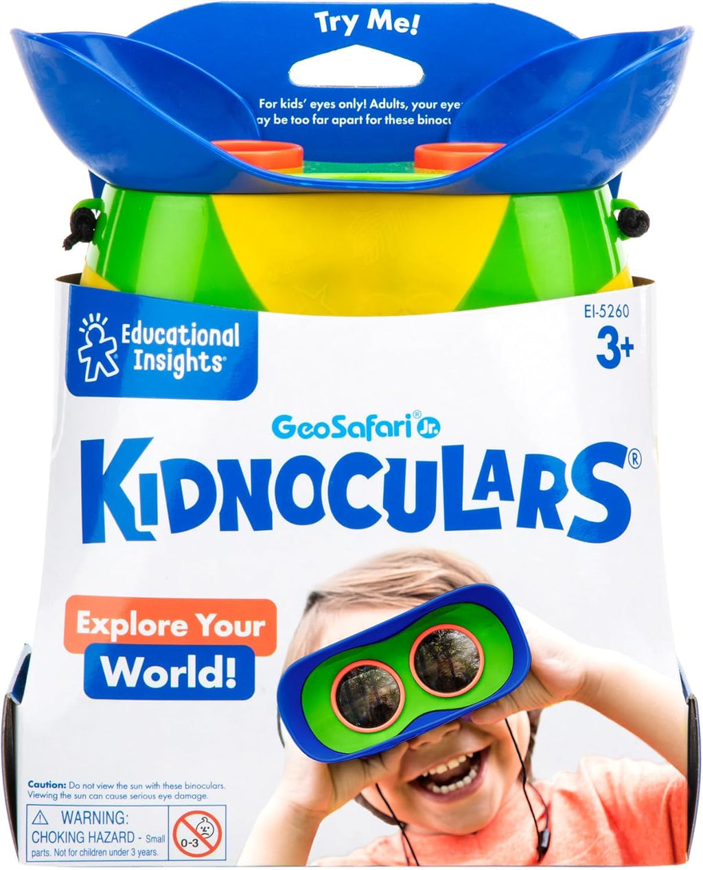 Educational Insights GeoSafari Kidnoculars - Toy Binoculars for Kids, Outdoor Toys for Kids Ages 4-8, Toddler Camping and Nature Toys, Lightweight Binoculars with Neck Strap, Bird Watching Gear