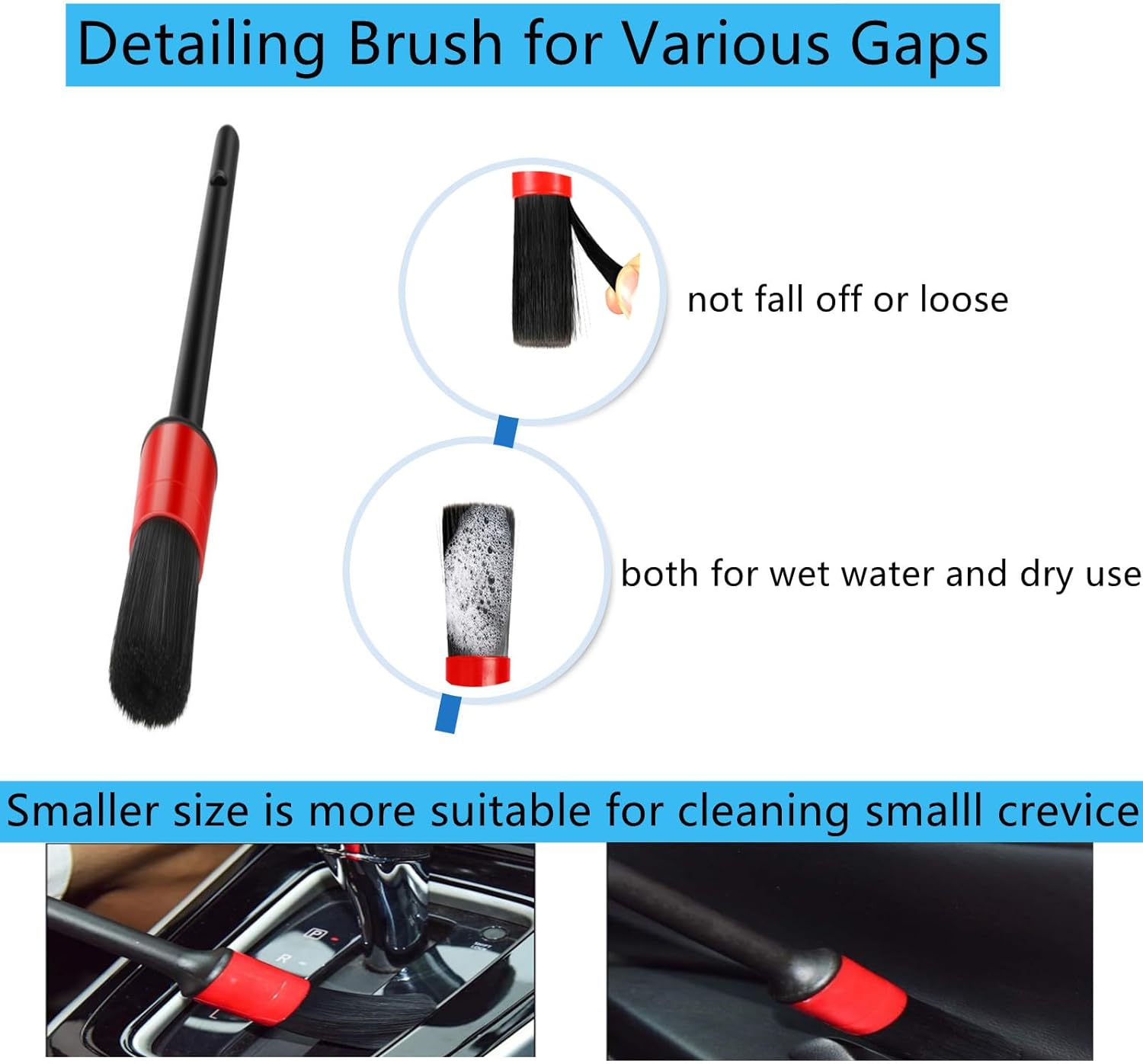 Fitosy Car Interior Duster Detail Brush Cleaning Gel Kit, Soft Dash Vent Dusting Slime Putty Detailing Brushes Accessories Essentials Supplies Tools for Auto,Truck,SUV,RV