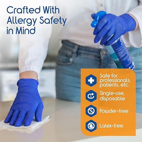 Inspire Cobalt Blue Nitrile Disposable Gloves | 4.5 Nitrile Safety Medical Exam Cooking Cleaning Disposable Gloves