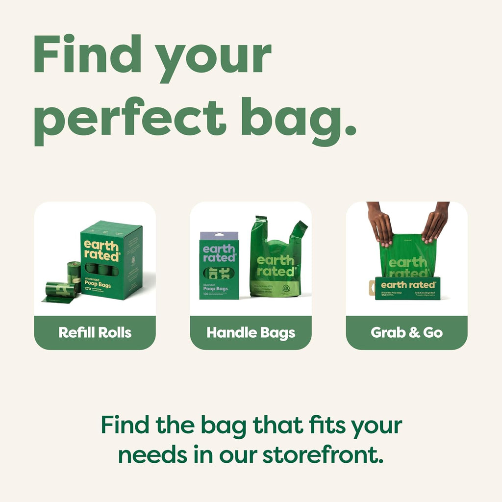 Earth Rated Poop Bags for Dogs, Guaranteed Leak Proof and Extra Thick Waste Bag Refill Rolls, Lavender Scented, 270 Bags