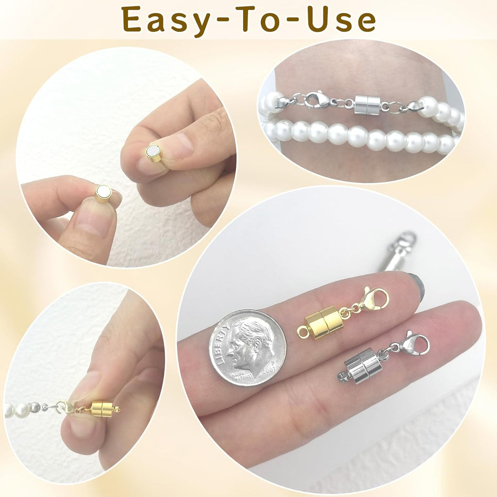MKCYD Magnetic Necklace Clasp with Lobster Clasp,14K Gold and Silver Magnetic Jewelry Clasps for Necklace Extender Bracelet Closures
