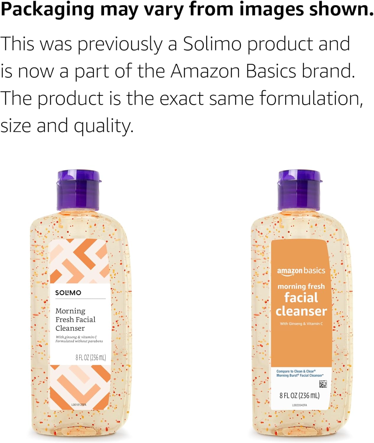 Amazon Basics Morning Fresh Facial Cleanser with Ginseng and Vitamin C, 8 fl oz