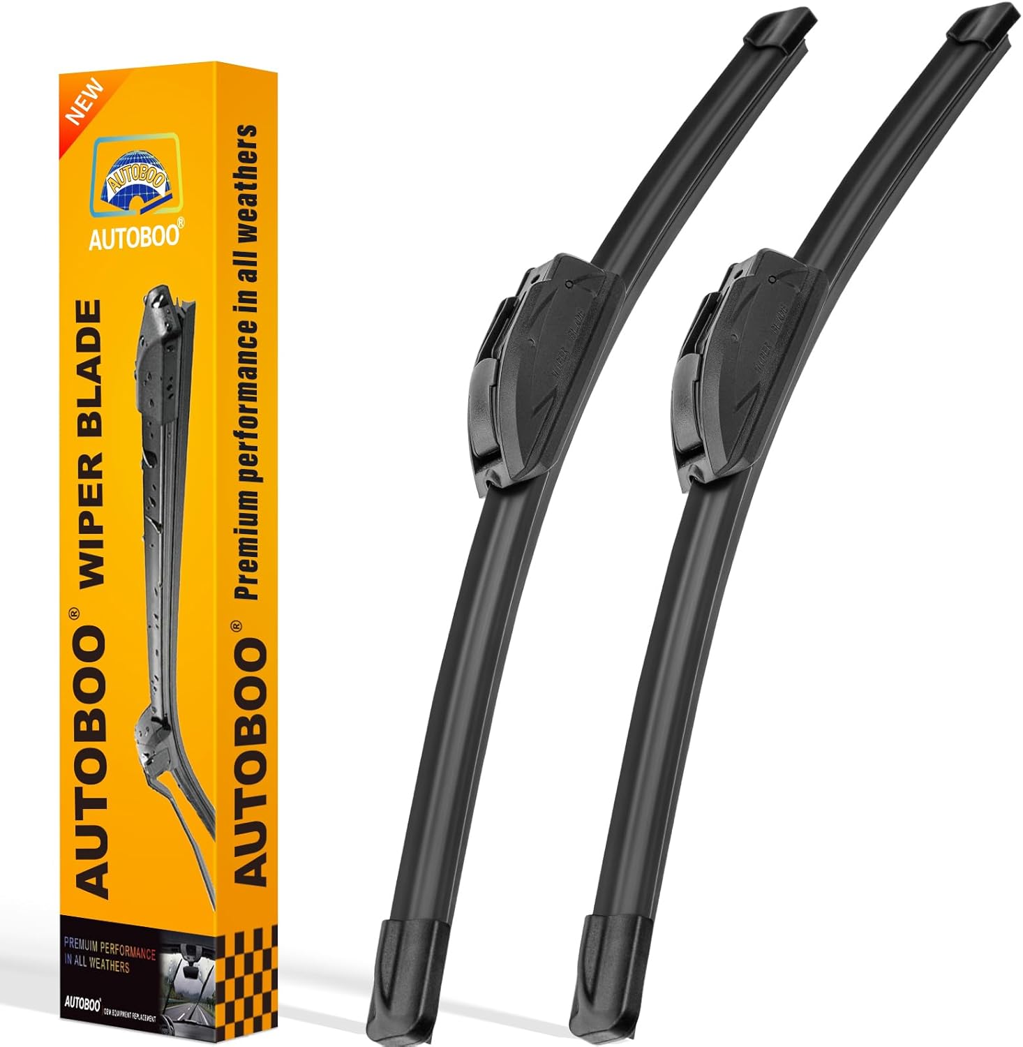 AUTOBOO 26" and 16" Windshield Wipers Blades (Pack Of 2),OEM Quality Premium All-Seasons Wiper blades,Stable and Quiet Armor wiper blades