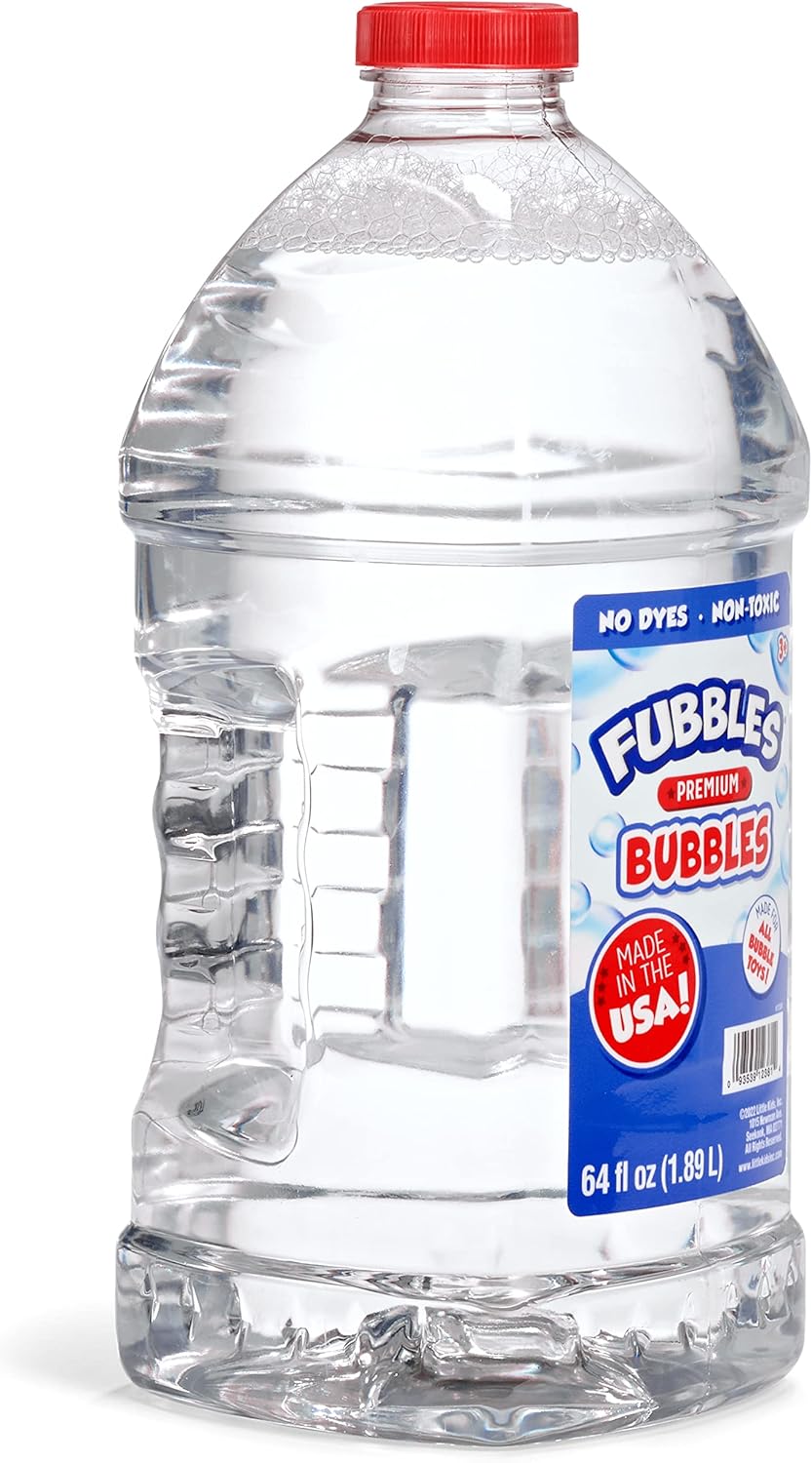 Little Kids Bubbles by Fubbles | Made in The USA | 64oz Non Toxic Bubble Solution | Refill Solution for Bubble Machines and Bubble Toys