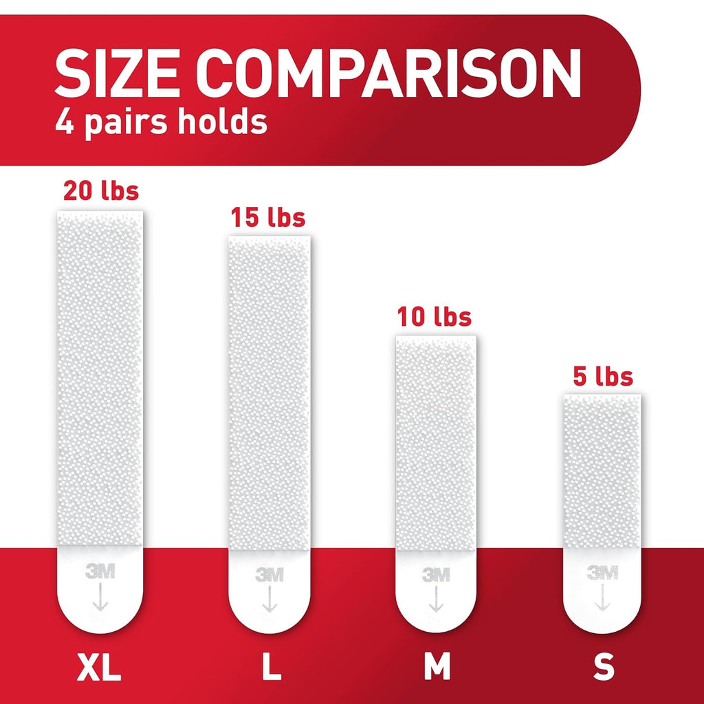 Command 20 lb XL 8 Pairs Heavyweight Picture Hanging Strips (16 Strips), Damage-Free Hangers for Picture Frames, No Tools Required, Ideal for Home Room Wall Decor, White Adhesive
