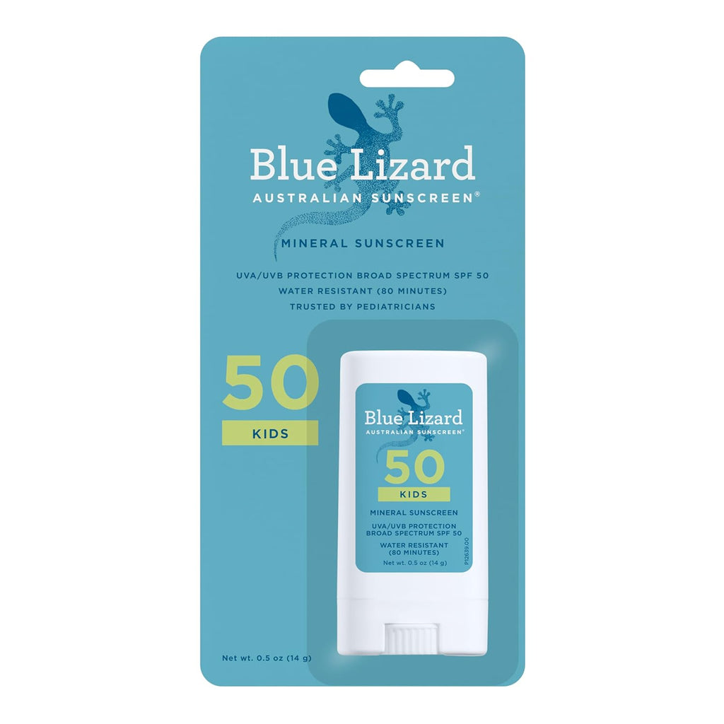 Blue Lizard Kids Mineral SPF 50 Sunscreen Stick, Zinc Oxide, 100% Mineral Actives, Developed for Kids’ Sensitive Skin, TSA-Friendly, Vegan, Paraben-free, Fragrance-Free, 0.5 oz