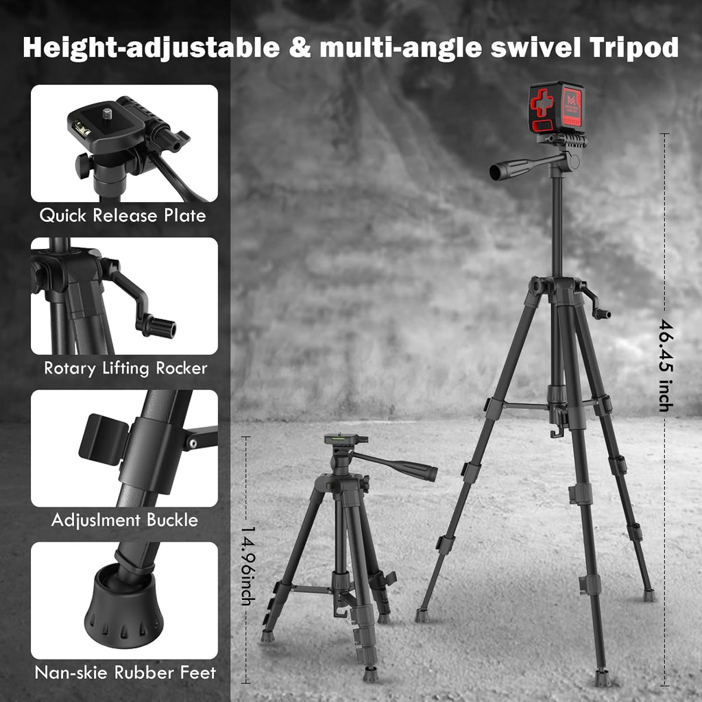 Motovera Self Leveling Laser Level 100ft, Green Cross Line with Tripod, 4 Brightness Modes & Pulse Function, Manual & Self-Leveling Modes, IP54 Waterproof for Picture Hanging, Tile, DIY Construction