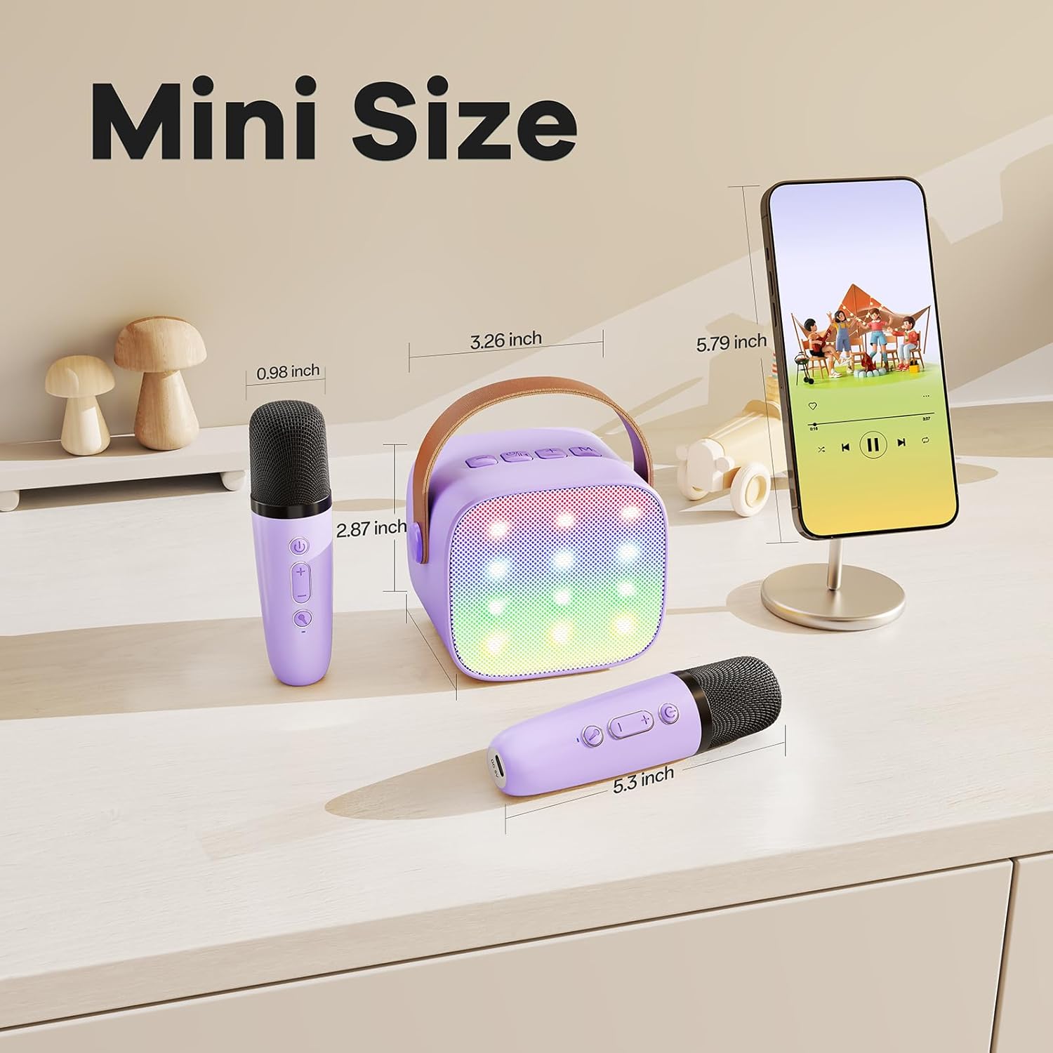 YLL Karaoke Machine for Kids, Portable Mini Speaker with 2 Wireless Microphones, TOP Kids Gifts for Girls Ages 3, 4, 5, 6, 7, 8, 9, 10+ Years Old, 4-12th Birthday Singing Present Toy Party (Purple)
