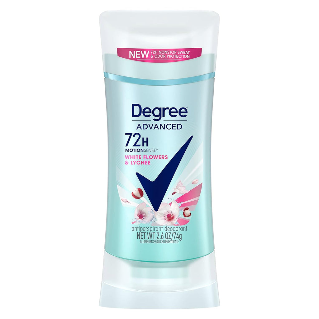 Degree Advanced Protection Antiperspirant Deodorant White Flowers & Lychee for 72-Hour Sweat & Odor Control for Women, with Body Heat Activated Technology, 2.6 oz
