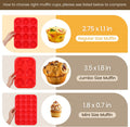 CAKETIME 12 Cups Silicone Muffin Pan - Nonstick Cupcake Pan 1 Pack Regular Size Silicone Mold for Baking