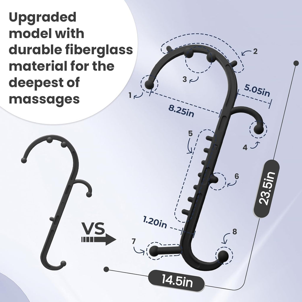 Ranarose Deep Tissue Back & Neck Massager - Back Massager Stick for Pain Relief, Muscle Knot Remover, Trigger Point Massage Tool for Full Body, Shoulders, Legs - Pressure Point Massage Tool (Black)