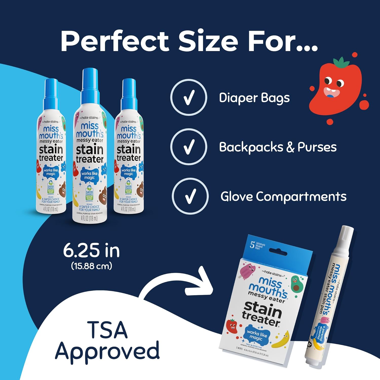 Miss Mouth's Messy Eater Stain Treater Spray - 4oz Stain Remover - Newborn & Baby Essentials - No Dry Cleaning Food, Grease, Coffee Off Laundry, Underwear, Fabric