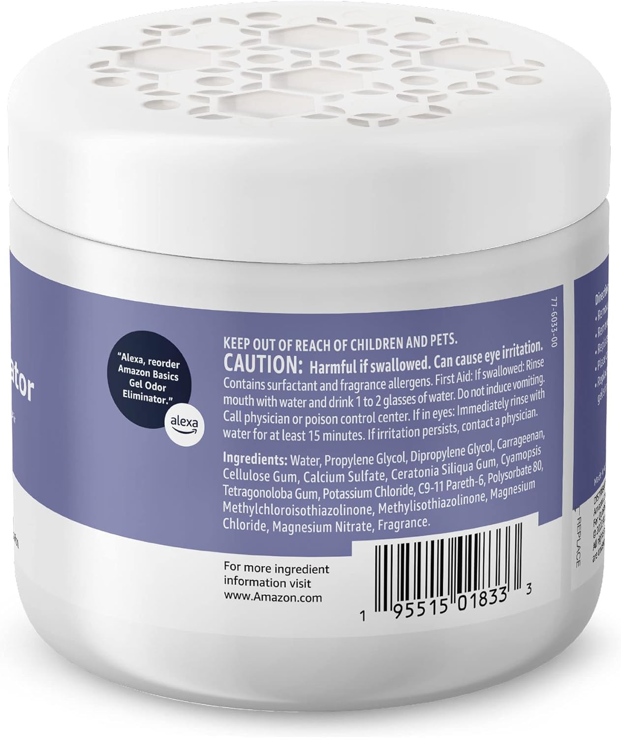 Basics Gel Odor Eliminator, Activated Charcoal, Lavender Scent, 17 Oz, 1-Pack