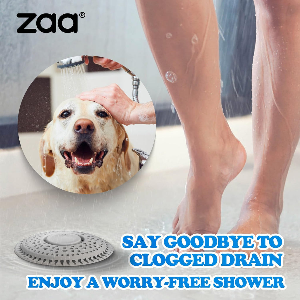 zaa Shower Drain Hair Catcher, 2 Pack Premium Silicone Drain Protector & Shower Drain Cover, Shower Installation Kits for Flat Drains of Shower Room, Bathroom, Gray