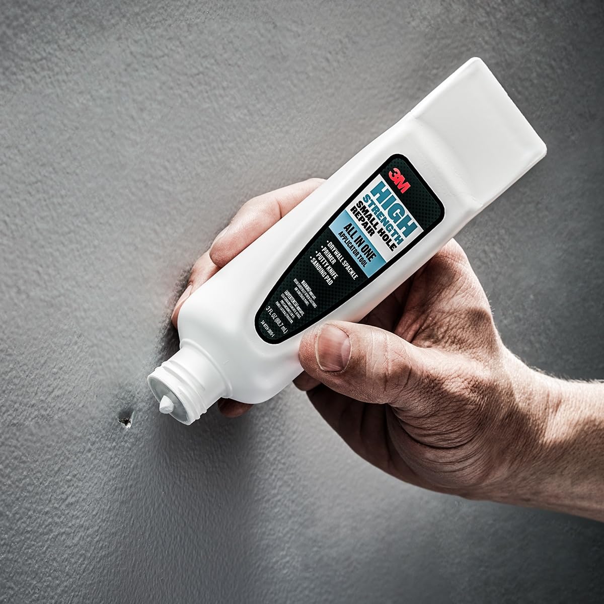 3M Small Hole Repair High Strength, All in One Applicator Tool, 1-Pack, Quick and Easy Repair for Nicks and Nail Holes, Includes Putty Knife, Spackle, and Sanding Pad For Wall Repairs (SHR-3-AIO)