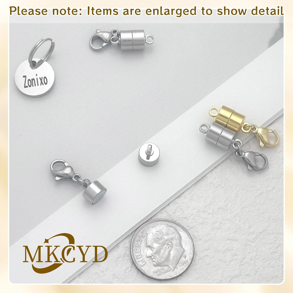 MKCYD Magnetic Necklace Clasp with Lobster Clasp,14K Gold and Silver Magnetic Jewelry Clasps for Necklace Extender Bracelet Closures