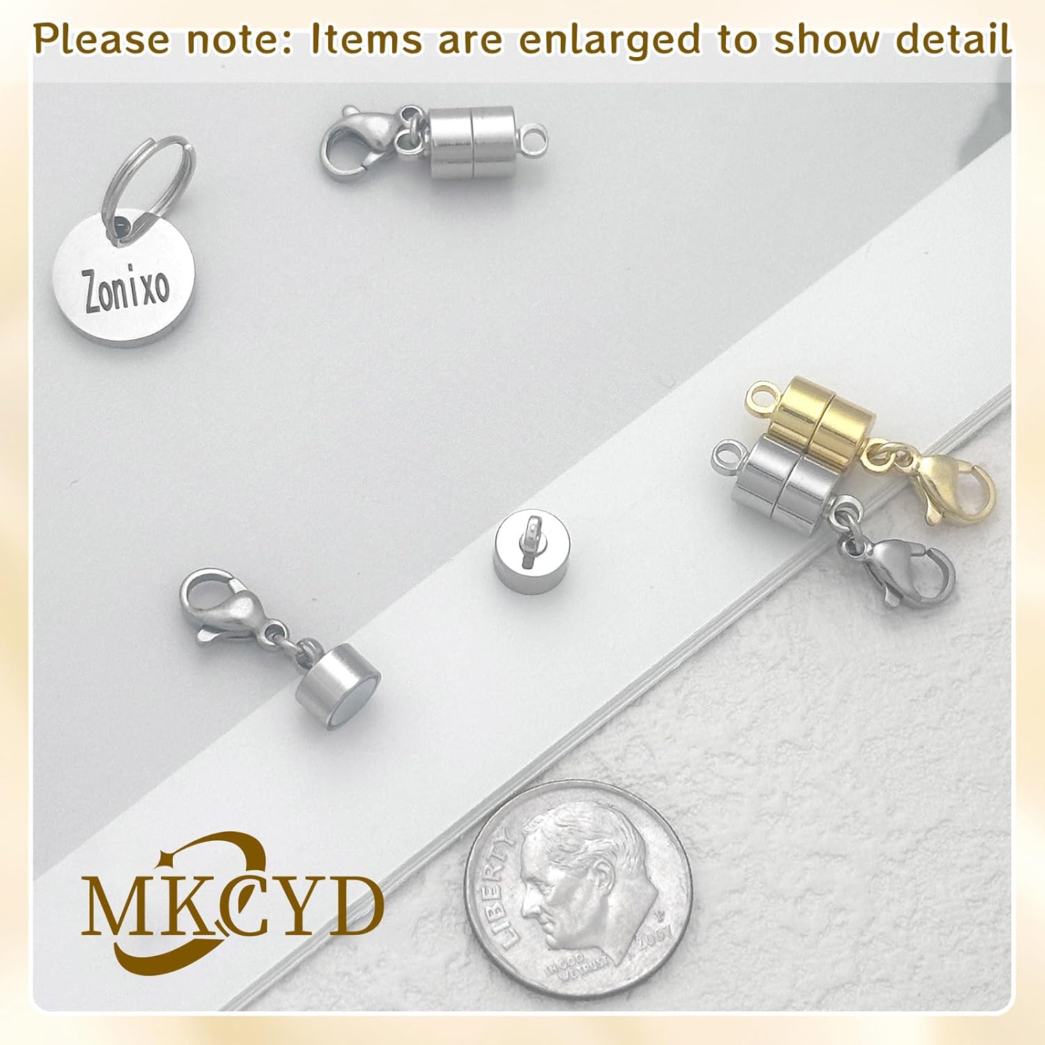 MKCYD Magnetic Necklace Clasp with Lobster Clasp,14K Gold and Silver Magnetic Jewelry Clasps for Necklace Extender Bracelet Closures