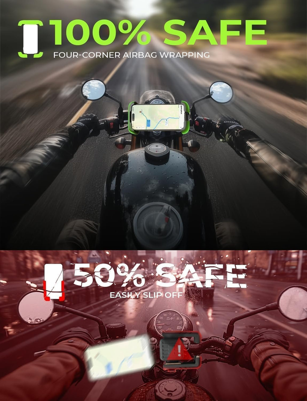 LISEN Bike Phone Holder, [Super Easy Install] Motorcycle Phone Mount Ebike Accessories Bicycle Handlebar Holder Mount Gift for Adults Kids Mountain Mini Bike Scooter Gear Accessories for iPhone Pixel
