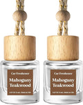 C Classy Car Air Freshener Hanging 2 Pack, Mahogany Teakwood Essential Oil Diffuser, Cute Glass Bottle, Long-Lasting Fragrance Car Accessories for Women & Men, Made in USA