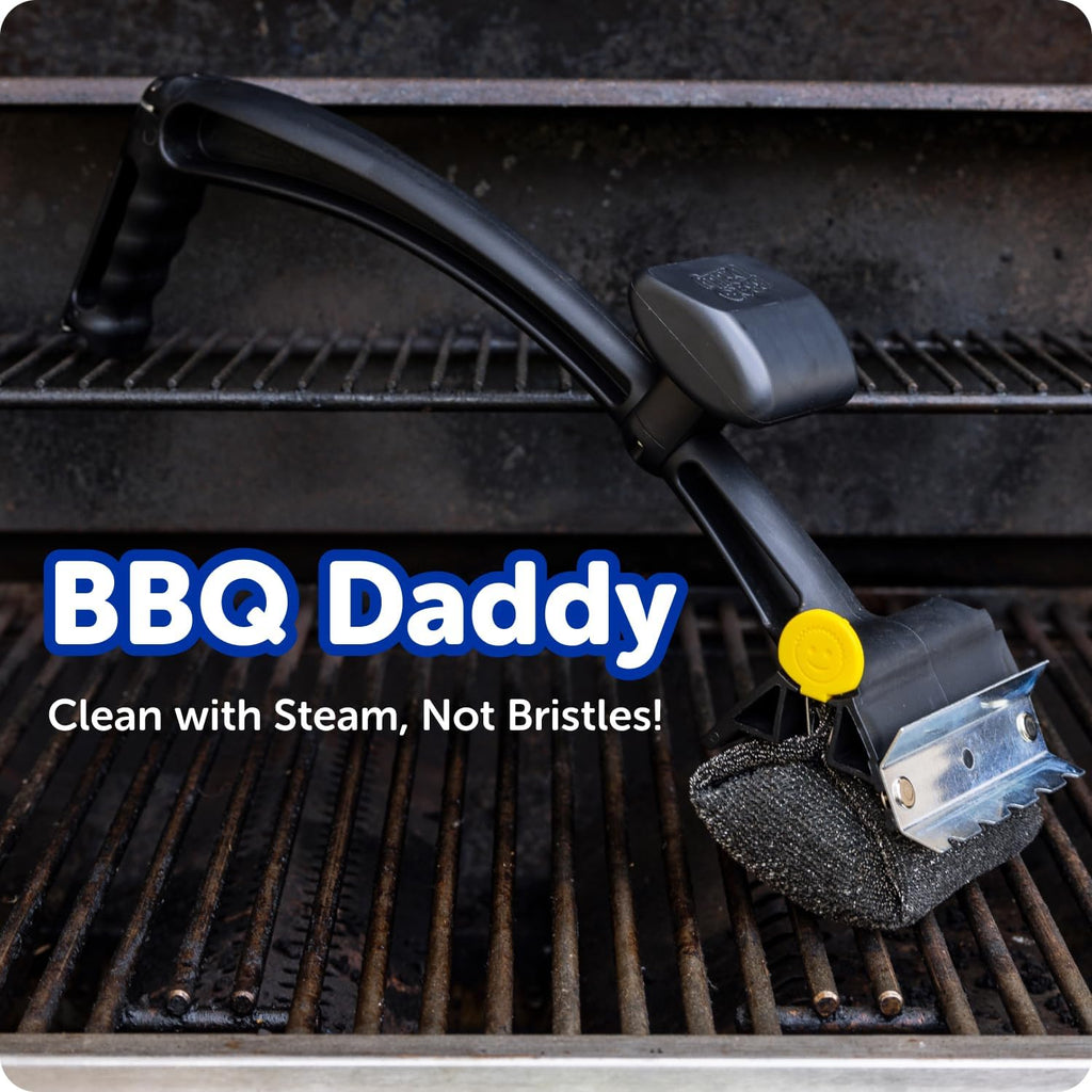 Scrub Daddy BBQ Daddy Grill Brush for Outdoor Grill - Bristle Free Grill Brush with Steel Grill Scraper + Scrub Brush - Temperature Controlled Scrubbing Power for Grill Cleaning (1 Count)