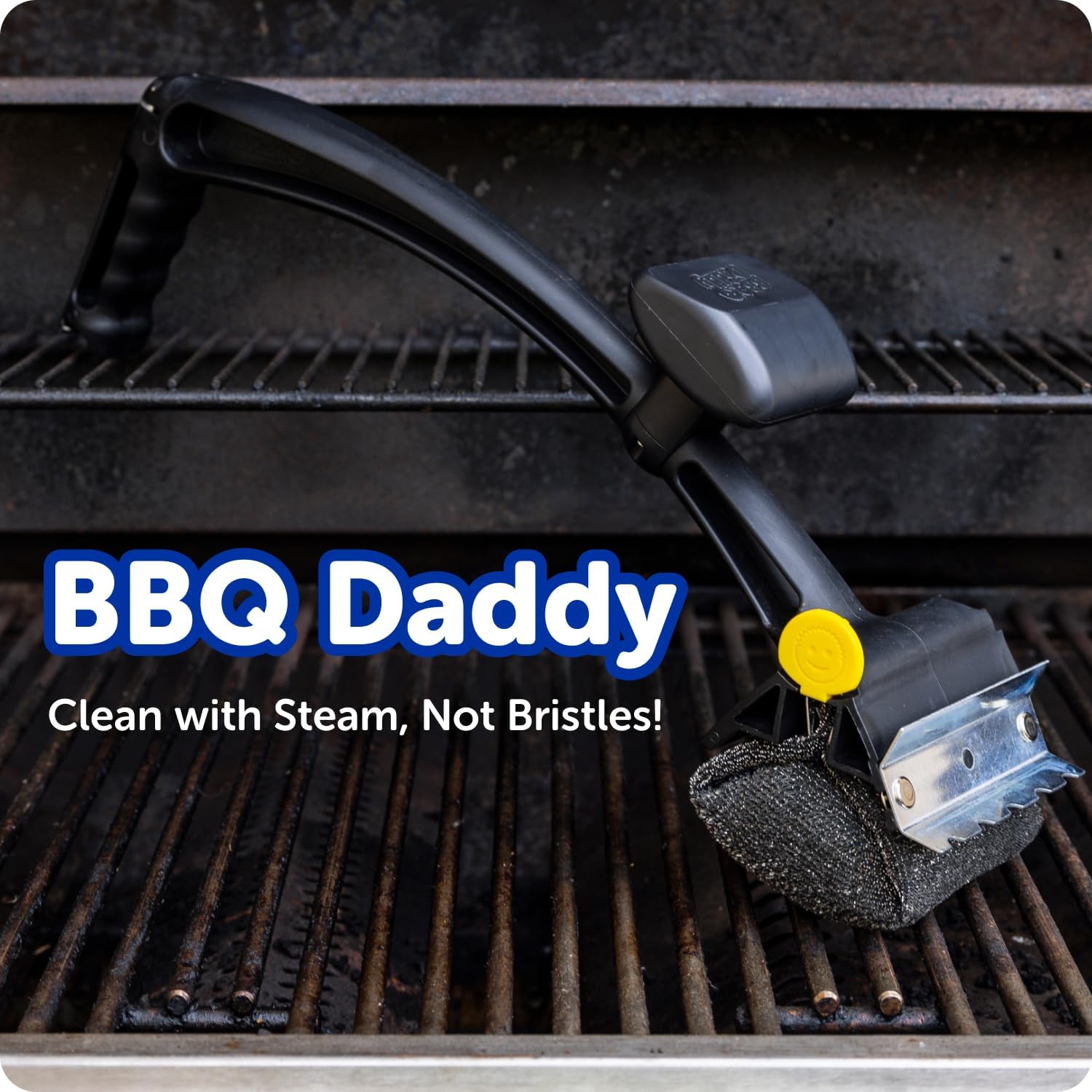 Scrub Daddy BBQ Daddy Grill Brush for Outdoor Grill - Bristle Free Grill Brush with Steel Grill Scraper + Scrub Brush - Temperature Controlled Scrubbing Power for Grill Cleaning (1 Count)