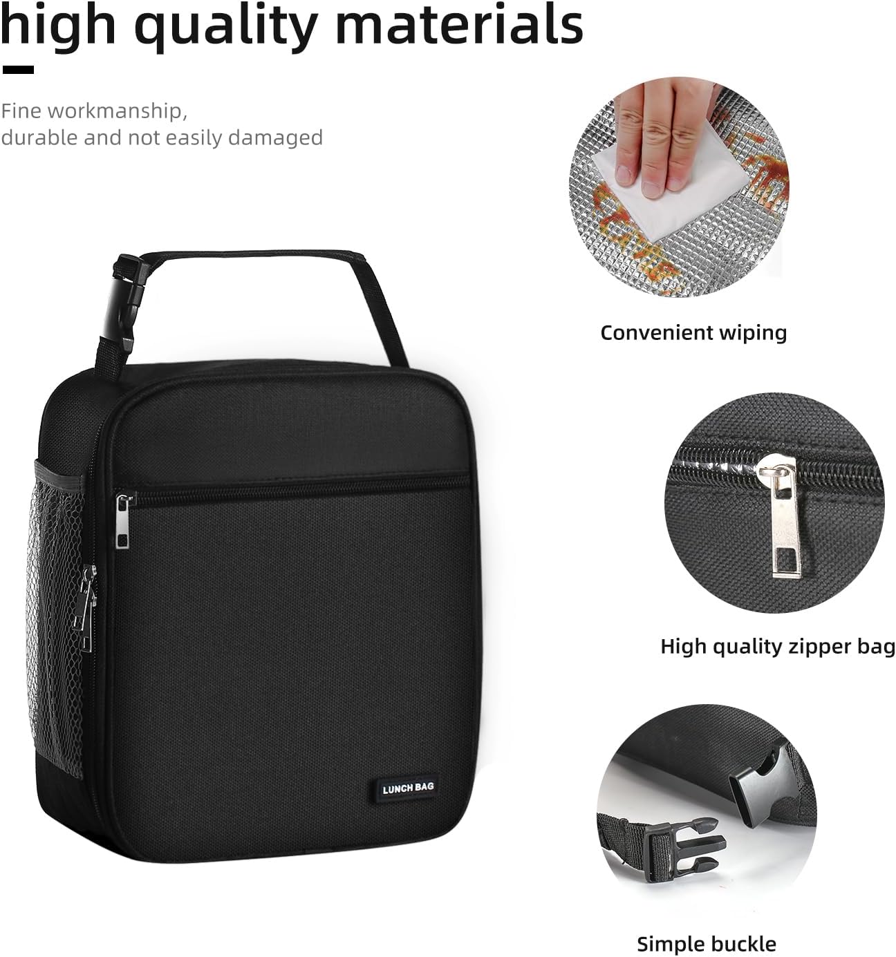 Lovoeo Lunch box Lunch bag for men women Insulated Lunchbox Lunch bags for Work Picnic Travel (Black)