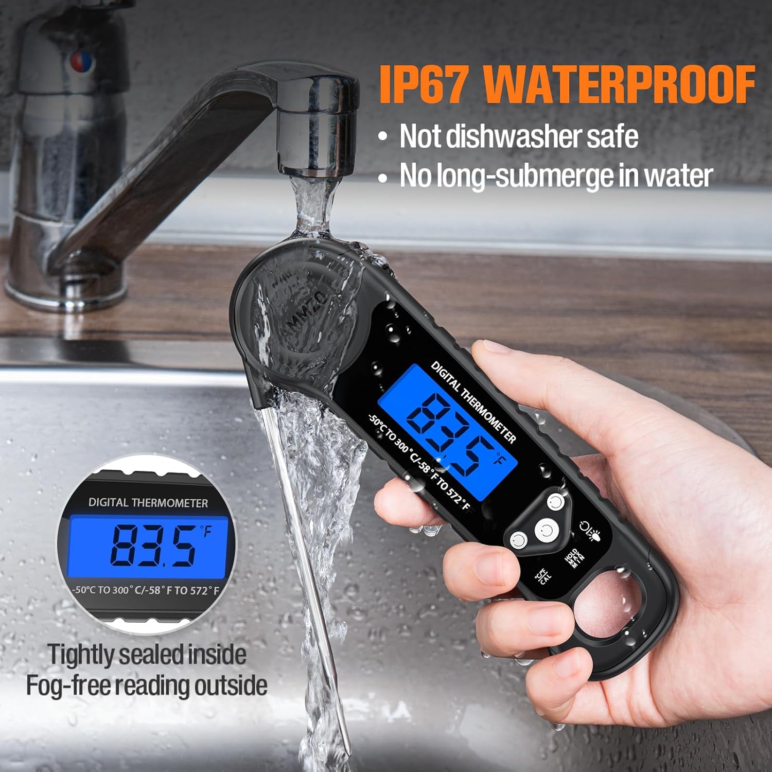 AMMZO Meat Thermometer Digital, Instant Read Food Thermometer for Cooking, Grilling, Baking, Frying & Candy Making, Essentials Kitchen Gadgets Accessory, Gifts for Men Women Dad Mom Birthday
