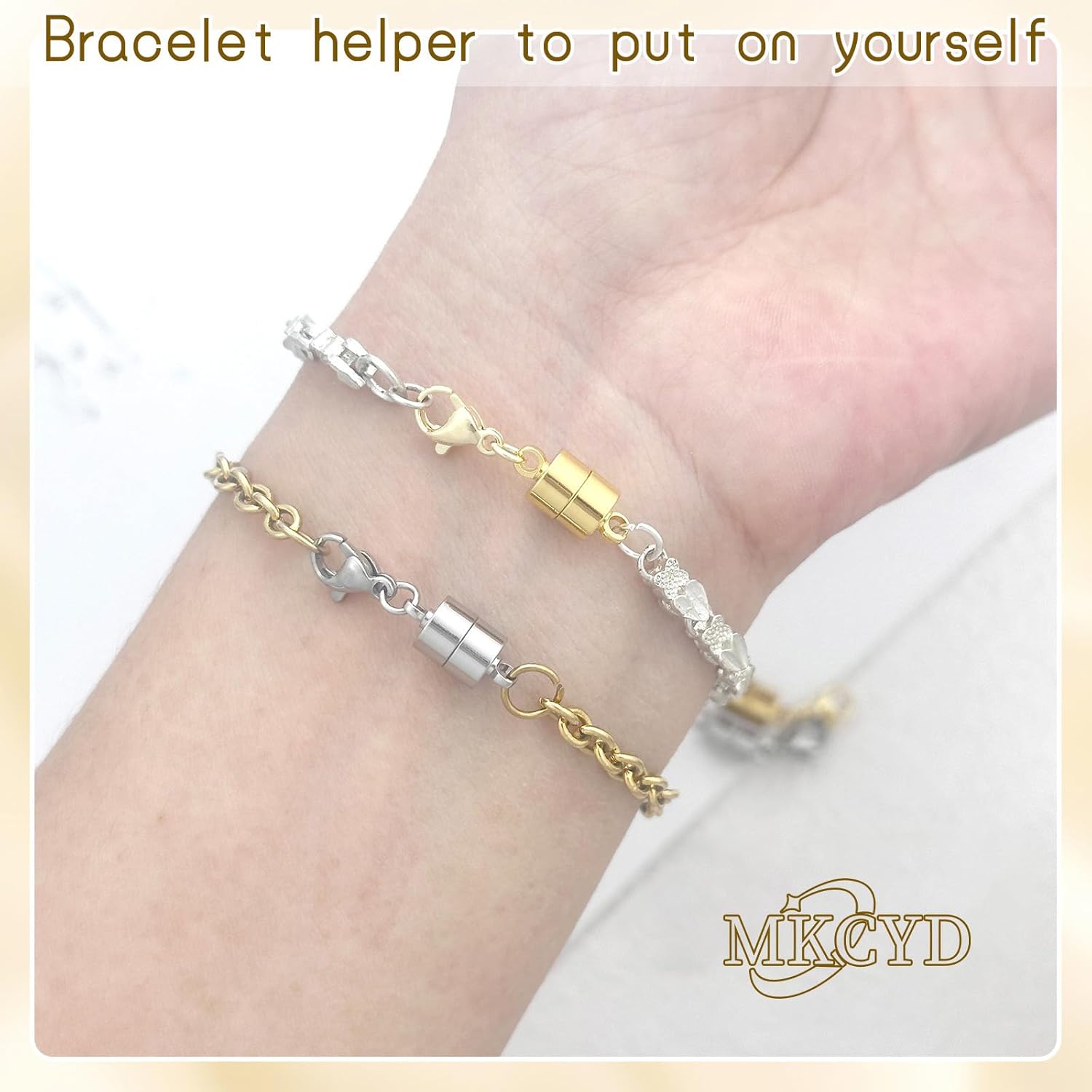 MKCYD Magnetic Necklace Clasp with Lobster Clasp,14K Gold and Silver Magnetic Jewelry Clasps for Necklace Extender Bracelet Closures
